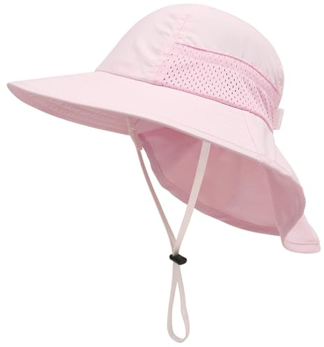 Malaxlx UPF 50+ Baby Sun Hat with Neck Flap - Breathable Wide Brim Summer Bucket Hat for Toddler Boys Girls