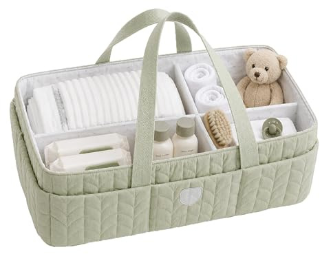 KOALA BABYCARE Cesta Organizadora Bebé – Organizador Cambiador Bebé con Divisores Extraíbles, Organizador Pañales Bebé para Pañales, Toallitas y Accesorios