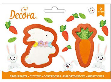 0255076 DECORA SET 2 CORTADORES EN PLÁSTICO CONEJO Y ZANAHORIA 8 X H 2,2 CM