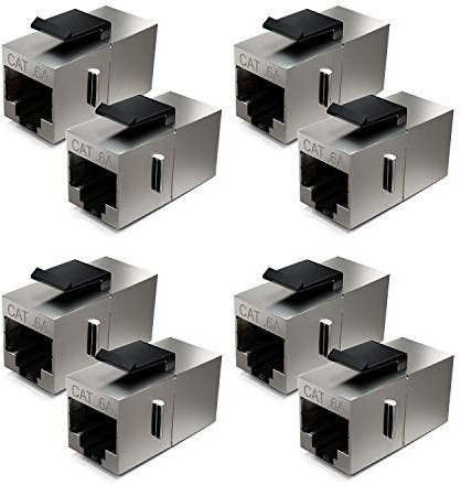 deleyCON 8x Modulo Keystone CAT6a Accoppiatore Patch 10 Gbit/s Schermato - Doppia Presa RJ45 per Patch Panel/Supporto Keystone - Estensione