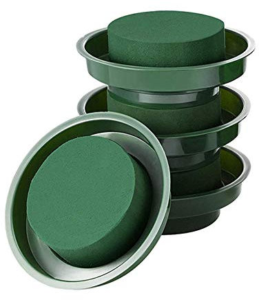 Lifreer Flower Arrangement Kit, Green Round Wet & Dried Floral Foam Base with Bowl for Floral Crafts, Wedding Decoration, Table Ornament, Florist Supplies