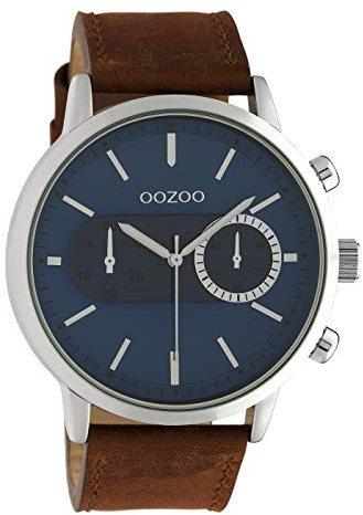 Oozoo Herrenuhr mit Lederband 49 MM Petrol/Braun C10670