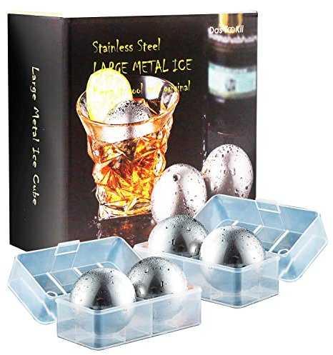 Das TooKii Whiskey Stone Gifts Set, Reusable Metal Ice Cubes, XL Large Stainless Steel Whiskey Stone, Refreezable Ice Ball Set with Storage Case, Unique Christmas Bourbon Gifts, Ice Rocks Wine Chiller