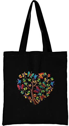 Butterfly Canvas reusable grocery bags, Foldable Casual Travel HandBag, Shoulder Beach Tote Bags, Shopper bag eco friendly super strong washable Storage bags Shopping bag Canvas bag for Women
