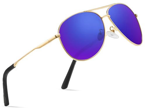 wearPro Lunettes de Soleil Homme Pilote Lunettes de Soleil Polarisées Pour Hommes et Femmes Protection Style Classique Lunettes Ultralégères Verres Anti-Reflets Conduite Pêche Sports Avec