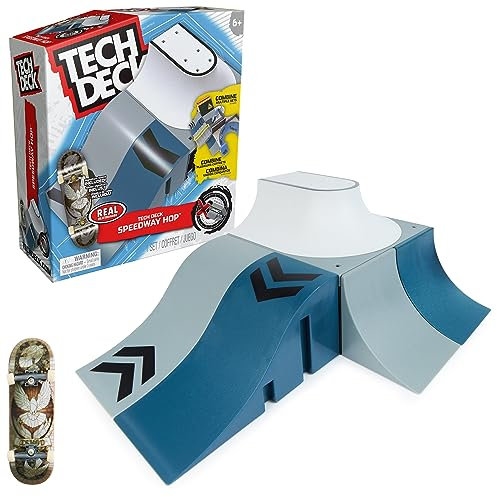 Tech Deck X-Connect Starter-Set - Speedway Hop Rampenset mit authentischem Finger-Skateboard der Marke Real und Zubehör, Rampe beliebig umbaubar, ab 6 Jahren