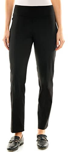 Zac & Rachel Women's Millennium Fabric - Slim Leg Pull-On Ankle Pant, Black, 18W