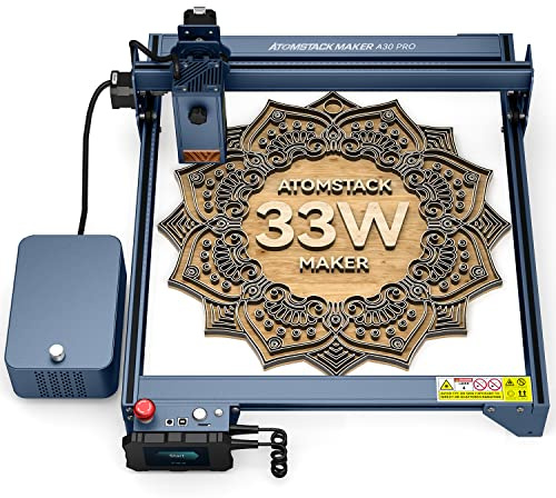 Atomstack A30 Pro Laser gravyrmaskin 33 watt, 160 W lasergravyrmaskin med Air Assist, 400 W CO. Laserskärning för 20 mm trä i ett pass, offline-gravyr/appkontroll