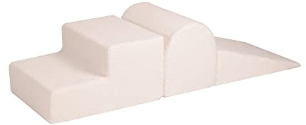 MEOWBABY Blocchi da Costruzione in Schiuma per Bambini - Baby 3 Elementi Morbidi Parco Giochi 145x45cm, Boucle, Bianco