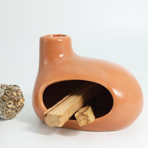 BEYLAB Häuser Palo Santo Halter, Räucherstäbchenhalter für Palo Santo Sticks Räucherkegel Brenner räucherholz, Meditations Yoga Holz Brenner Schüssel Ständer Modern Minimalistisch - braun