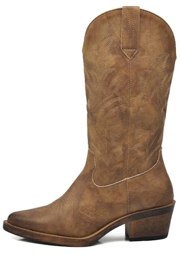 IF Fashion Cowboy Western Scarpe da Donna Stivali Stivaletti Camperos Texani Ricamati G676 camel N.36