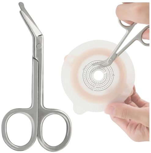 KONWEDA Ostomy Scissors Curved Blunt Tips, Small Scissors for Colostomy Bag and Wafer-2 Pack