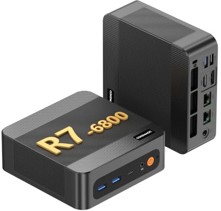 ORIGIMAGIC N4 Neo Mini PC Ryzen 7 6800H 24GB RAM 512GB SSD Radeon 680M | WiFi 6E, Bluetooth 5.3, 2x LAN Gigabit, 4K@60Hz Trippel skärm, kompakt mini-PC för hemmakontor, kontor och distansarbete