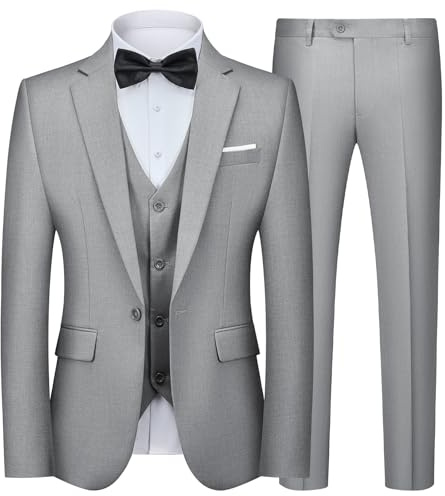 Autsel Costume Homme 3 Pièces Slim Fit à Un Bouton Veste Gilet et Pantalon