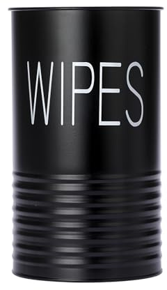 OGANAZI Boîte à lingettes humides, ronde, noire, distributeur de lingettes humides, boîte distributrice, sans couvercle, récipient pour lingettes désinfectantes, boîte à lingettes humides, pour le