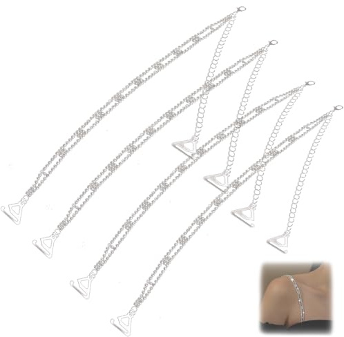 KASESSS 4 Piezas Tirantes de Sujetador de Diamantes de Imitación, Tirantes Brillantes para Sujetador, Correas Ajustables para Tops, Vestidos, Adecuado para Todos los Días, Fiestas, Eventos, Bodas