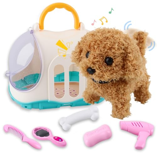 Fancysky Cuccioli giocattolo che camminano, giocattoli interattivi per animali domestici, per cani, giocattoli per cani e cavalli, giocattoli per cuccioli, interattivi per bambini elettronici e cani