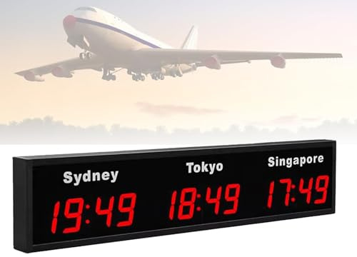 Horloge mondiale numérique LED avec affichage fuseau horaire pour hôtels, entreprises multinationales et aéroports internationaux, grand écran