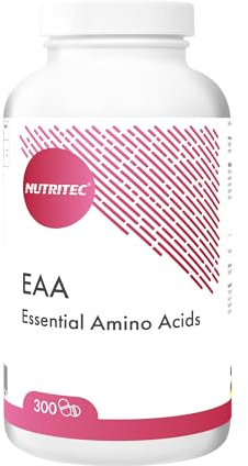 EAA inklusive BCAA 300 Tabletten - hochdosiert mit 10357 mg, 8 essenzielle Aminosäuren EAAs pro Tag - optimales Verhältnis nach Pattern - ohne Zusätze, vegan, deutsche Qualität | Nutritec