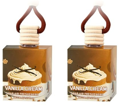 Auto Duft Lufterfrischer, Auto Duft Innenraum, Langanhaltender Lufterfrischer Auto, Aufhänger Diffusor, Autoduft Gegen Gerüche, Vanillecreme, Geschenke für Frauen Männer 2 Stück