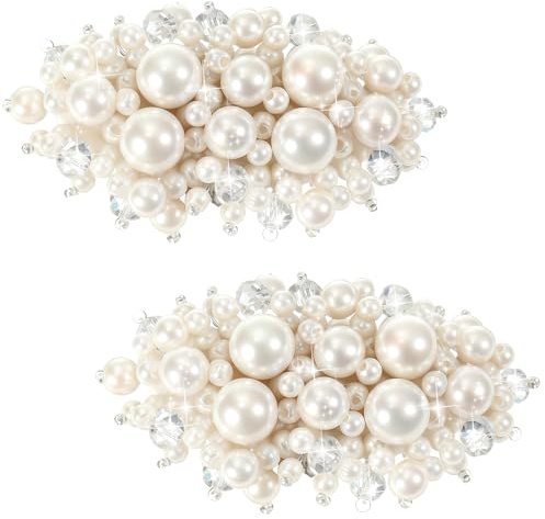 Ymapinc Decorative Shoe Clips for Women Dress Shoes, 1 Pair Pearl Shoe Clips, Pearls for Shoes Embellishments, Clip on Accessories for Wedding & Prom