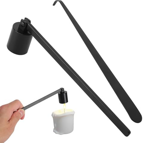TLDBATICE Juego de 2 Apaga Velas de Acero Inoxidable, Apagavelas con Mango Largo, Apagavelas Portátiles de Acero Inoxidable Aptos para la Mayoría de Mechas, Extintores de Velas, Color Negro