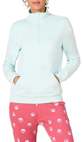 Amazon Essentials Women's Long-Sleeve Fleece Quarter-Zip Sweatshirt Top (Available in Plus Size), Aqua Blue, Large