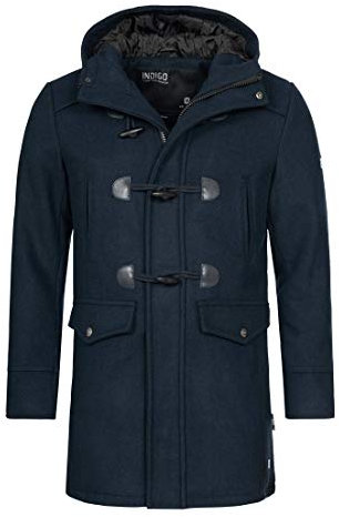 Indicode Herren Liam Dufflecoat | Wintermantel Wollmantel Herrenmantel Mantel für Männer Navy Mix, L