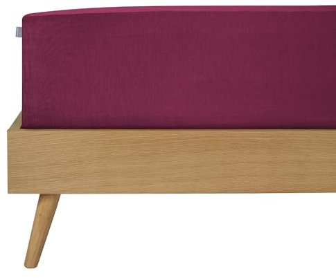 Schiesser Premium Spannbettlaken Flexi | 95|5 Wohlfühlformel | aus nachhaltiger Produktion | für Matratzen 90x190cm bis 100x220cm | Matratzenhöhe bis 25cm | Bordeaux