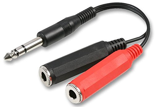 Pro Signal PSG03432 6.35mm (1/4) Stereo Jack Plug to 2x Mono Jack Sockets Leads, 150mm Black