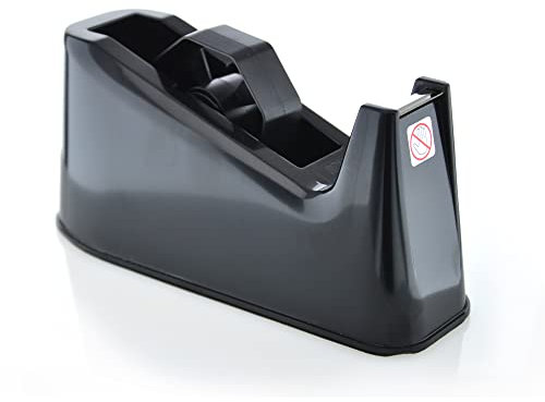 Dispensador de Cinta Adhesiva de Sobre Mesa (Apto 66 o 33 mts) - REF 0501N- Alto peso, Gran Calidad y Duración. (Negro)