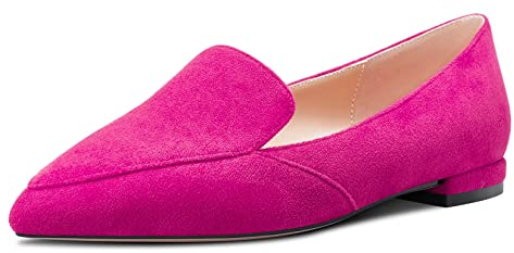 Castamere Mujer Bajos Heel Puntiaguada Punta Slip-on Pumps de Boda Oficina Zapatos Magenta Rojo Ante A 39 EU