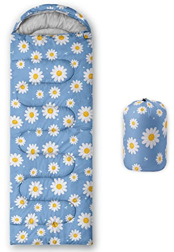HOSIMA Sleeping Bags for Boys Girls Kids,Little Daisy Printeded Lightweight Warm Portable Outdoor Indoor Waterproof Cold Resistant Sleeping Bag for Camping Hiking (Daisy)