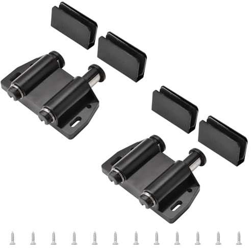 UFURMATE Glastür-Magnetschnäpper für Glastüren, 2 Stück, zum Öffnen von Doppelglastüren, magnetische Touch-Riegel mit verstellbarer Schrankklemme, passend für 3–6 mm große, freischwingende Glastüren