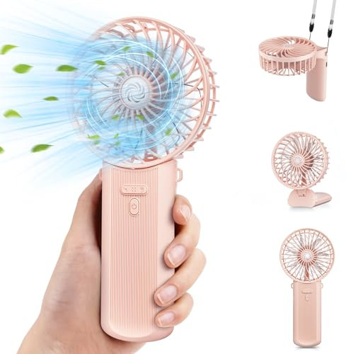 TOPPELIGHT Mini Ventilateur Portable Ventilateur USB Silencieux, Petit Ventilateur Pliable Mini Ventilateur de Bureau avec 4 Vitesses Couvercle Amovible Pour Maison Bureau Voyage Extérieur - Rose