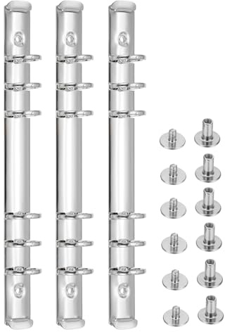 PATIKIL A5 6-Hole Ring Binder Mechanisms, 3 Set Binder Spines Replacement for Binder Planners, Silver Tone