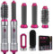 Warmluftbürste Set, 1000W Negativ Lonen Haarstyler, Multifunktionaler Hairstyler mit Automatischer Lockenstab, Haarglätter Bürste, Thermal Brush für Frauen Trocknen Glätten Volumen Locken (Grau)