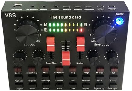 Tarjeta de sonido para PC,mezclador de audio para streaming | Consola de tarjeta de sonido,Monitor de audio compacto, interfaz de audio práctica para PC para el uso en streaming