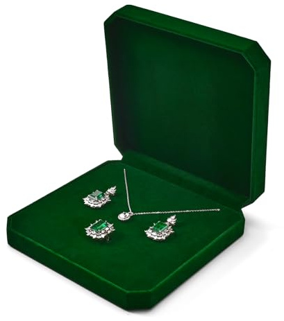 Oirlv Verde Oscuro Terciopelo Multifunción Caja Para Collares Caja De Almacenamiento Para Joyas Y Regalo Para Cadenas Largas,Colgantes