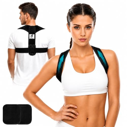 SELCERT Corrector de Postura para Espalda y Hombros - Espaldera Ergonómica Ajustable para Hombre y Mujer - Soporte Postural Discreto y Transpirable - Talla Única Regulable