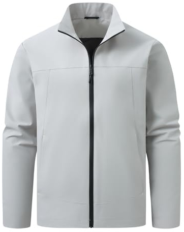 Allthemen Veste Demi-saison Homme Col montant Blouson Couleur Uni Casual Bomber Zip Cargo Jacket avec Poches