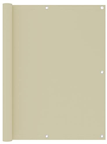 Mokuyary Protector de privacidad para balcón, color crema, 120 x 300 cm, tela Oxford, revestimiento de balcón, cubierta opaca contra el viento para jardín, terraza, exterior