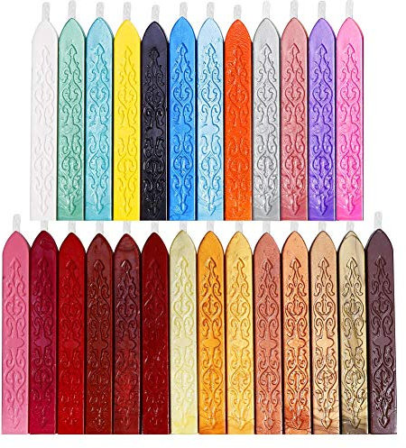 Anezus 26 Stück Antike Siegelwachsstäbe mit Dochten für Briefe, Retro Vintage Wachssiegelstempel