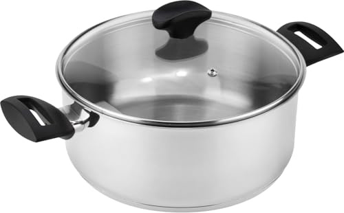 Fagor Alaia Gryta Induktion 24 cm, 4,5 liter Rostfritt stål 18/10, Kristalllock, Treskikts diffusor bakgrund, Lämplig för alla kök, Keramisk keramik, gas, Diskmaskin