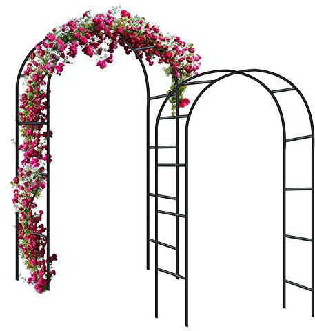Forever Speed Rosenbogen Torbogen Garten Rankgitter Rosenhilfe aus Pulverbeschichtetem Stahl, Garten Decoration und Verzierung Kletterer wetterfest 240 x 140 x 38 cm/Schwarz（2 Stück）