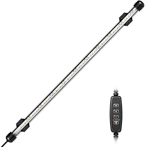 IREENUO LED Lampe Aquarium, Lampe d'aquarium submersible avec minuterie arrêt automatique, éclairage LED bleu et blanc changeant de couleur pour aquariums de 50 à 70 cm
