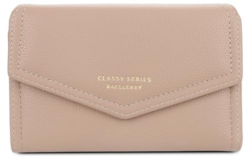 FORRICA Femmes Portefeuille Court Porte Monnaie Elégant Pochette Dames Fermeture Éclair Poche à Monnaie Porte Cartes PU Cuir Portefeuilles avec Boîte Cadeau Rose A