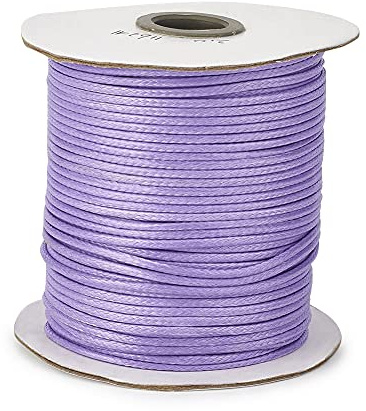 Cheriswelry 200 Yards/Roll 1mm Korean Waxed Polyester Cord Jewelry Beading Threads String Round Cord Ropes with Spool for DIY Bracelet Macrame Necklace Jewelry Making(Lilac)