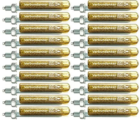 Isolbau Verbundanker Set - Verbundankerpatrone styrolfrei V16 + Ankerstange verzinkt M16 x 220 - ETA/ETAG Zulassung - 20 Stück