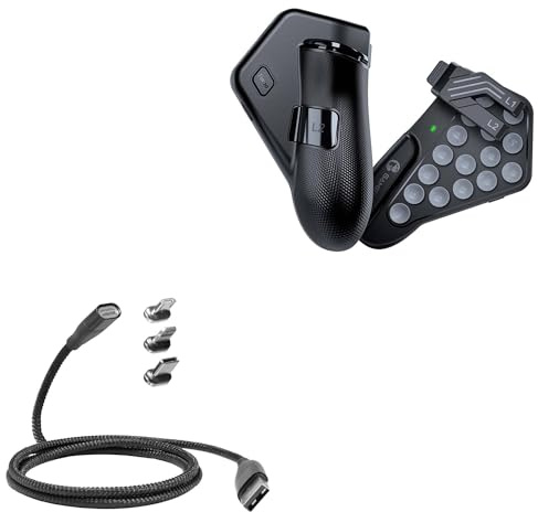 BoxWave Cable Compatible with GameSir F7 Claw Tablet - MagnetoSnap PD AllCharge Cable (100W), Magnet Charging Braided USB Type-C Micro - Jet Black